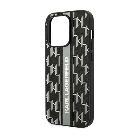 Karl Lagerfeld Monogram Stripe - iPhone 14 Pro Case (gray)