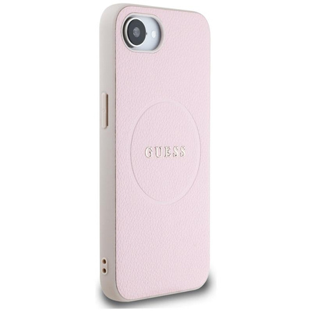 Guess Grained Ring MagSafe - étui pour iPhone 16e (rose)