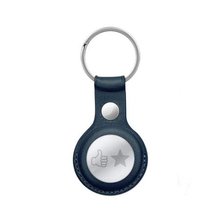 Crong Leather Case with Key Ring - Leather key ring for Apple AirTag (navy blue)