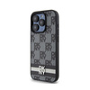 DKNY Leather Checkered Mono Pattern & Printed Stripes - iPhone 15 Pro Max Tasche (schwarz)