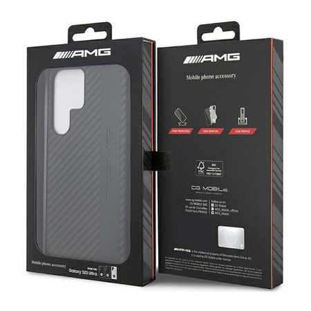 AMG Carbon Stripe & Embossed - Samsung Galaxy S23 Ultra Tasche (schwarz)