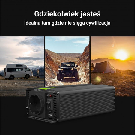 Green Cell - Měnič napětí Inverter 24V na 230V 1000W/2000W Modifikovaná sinusoida