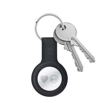 Crong Silicone Case with Key Ring - Etui de protection pour Apple AirTag (noir)