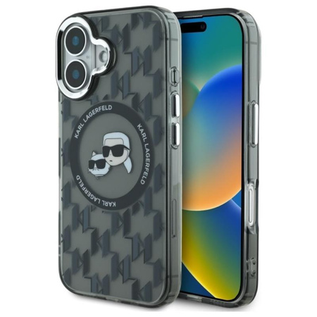 Karl Lagerfeld IML Monogramm Karl & Choupette Head MagSafe - iPhone 16 Tasche (schwarz)