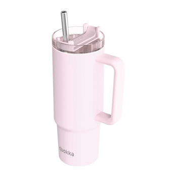 Quokka Stream - Mug thermique en acier inoxydable de 950 ml avec paille (rose clair)
