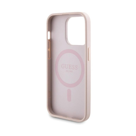 Guess Bundle Pack MagSafe 4G Metal Gold Logo - tok szett + Power Bank 5000mAh MagSafe iPhone 14 Pro (rózsaszín)