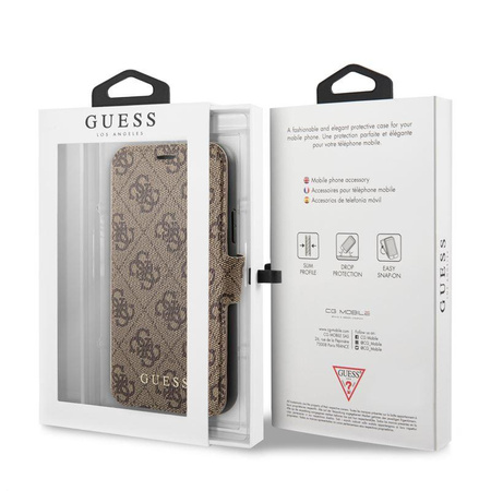 Guess Booktype 4G Charms Collection - iPhone 11 Hülle mit Kartenschlitzen (braun)