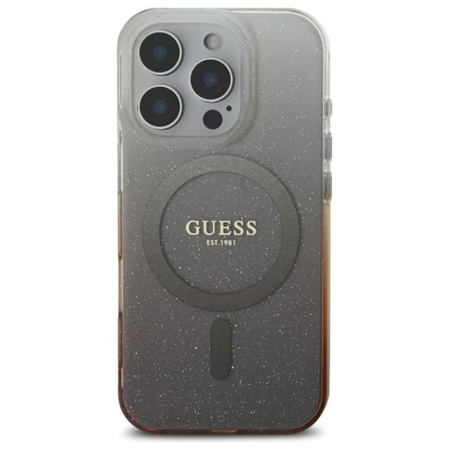 Guess IML Glitter Gradient MagSafe - Pouzdro pro iPhone 16 Pro Max (Hnědé)