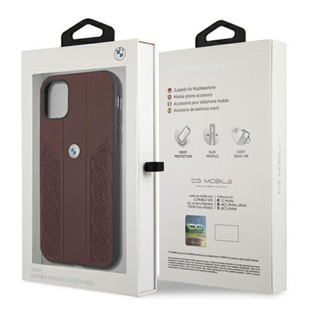 BMW Leather Curve Perforate HC - Étui pour iPhone 11 (rouge)