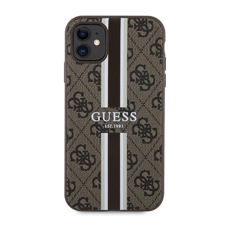 Guess 4G Printed Stripes MagSafe - pouzdro pro iPhone 11 (hnědé)