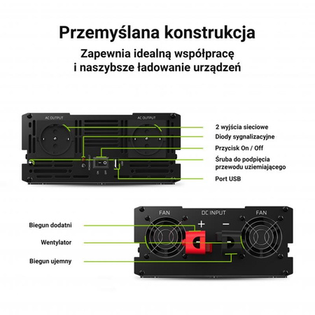 Green Cell - Měnič napětí Inverter 12V na 230V 3000W/6000W Modifikovaná sinusoida