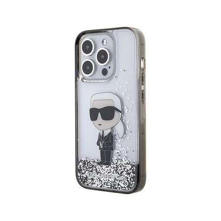 Karl Lagerfeld Liquid Glitter Ikonik - Coque pour iPhone 15 Pro (Transparent)