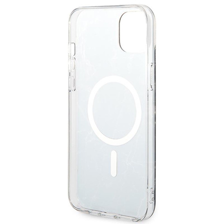 Guess Bundle Pack MagSafe IML Marble - pouzdro MagSafe pro iPhone 14 Plus + sada nabíječky (černá/zlatá)