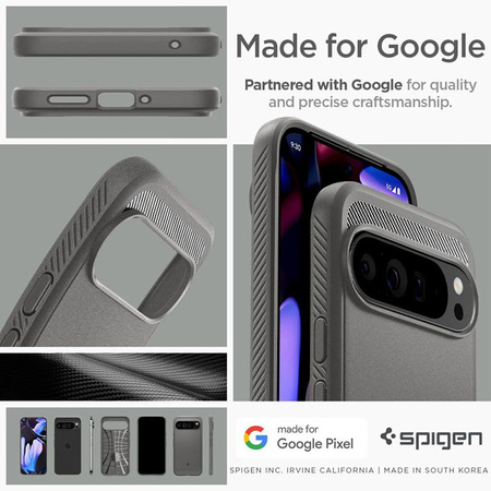 Spigen Rugged Armor - Étui pour Google Pixel 9 Pro XL (Gris marbré)
