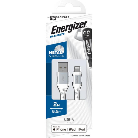 Energizer Ultimate - USB-A Lightning csatlakozó kábel MFi tanúsítvánnyal 2m (fehér)