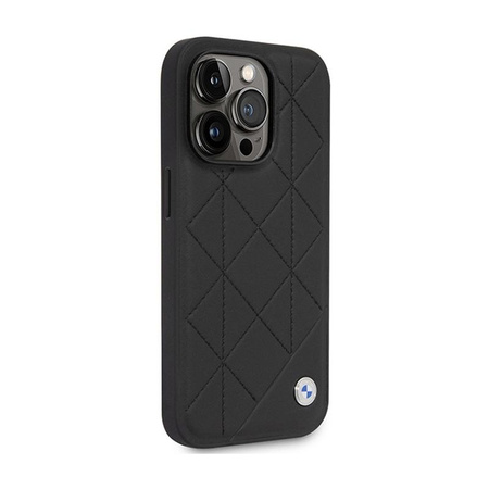 BMW Leather steppelt - iPhone 14 Pro tok (fekete)