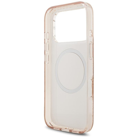 Guess IML Flowers Electro Pearl Strap MagSafe - Hülle iPhone 17 Pro (rosa)