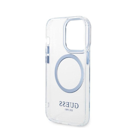 Guess Metal Outline Magsafe - Etui iPhone 14 Pro (przezroczysty / niebieski)
