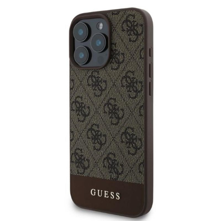 Guess 4G Bottom Stripe – Pouzdro pro iPhone 16 Pro (hnědé)