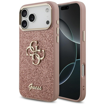 ETUI DO IPHONE 17 PRO MAX GUESS ORYGINALNE RÓŻOWE BROKATOWE ELEGANCKIE CASE