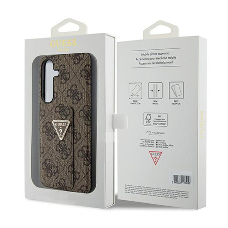 Guess Grip Stand 4G Triangle Strass Logo - Étui Samsung Galaxy S24 (marron)