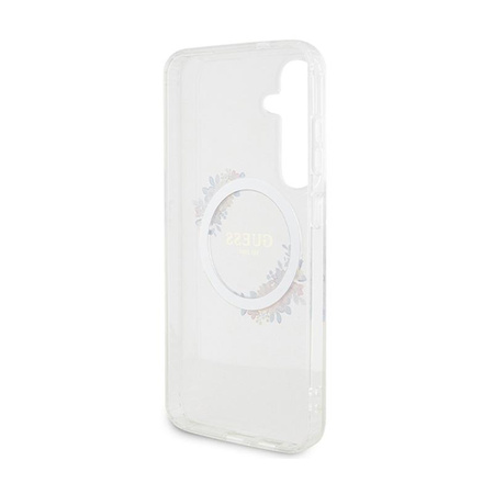 Guess IML Flowers Wreath MagSafe - Hülle für Samsung Galaxy S24+ (Transparent)