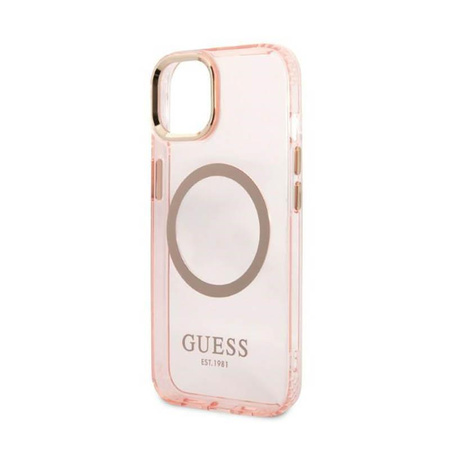 Guess Gold Outline Translucent MagSafe - iPhone 13 Case (pink)