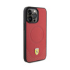 Étui Ferrari Carbon Metal Logo MagSafe - iPhone 15 Pro Max (rouge)
