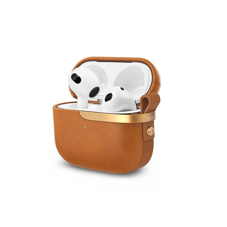 Moshi Pebbo Luxe – Etui AirPods 3 z odpinanym paskiem na rękę (Caramel Brown)