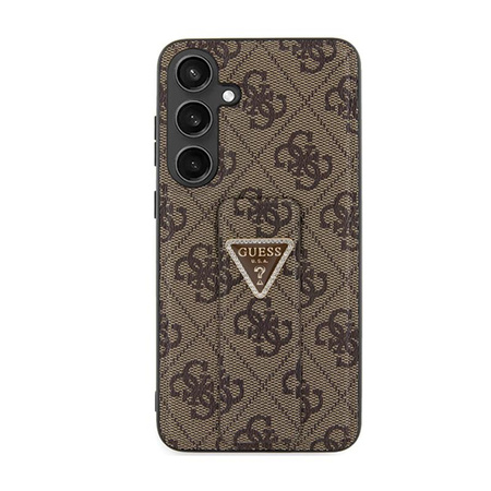 Guess Grip Stand 4G Triangle Strass Logo - Étui Samsung Galaxy S24 (marron)