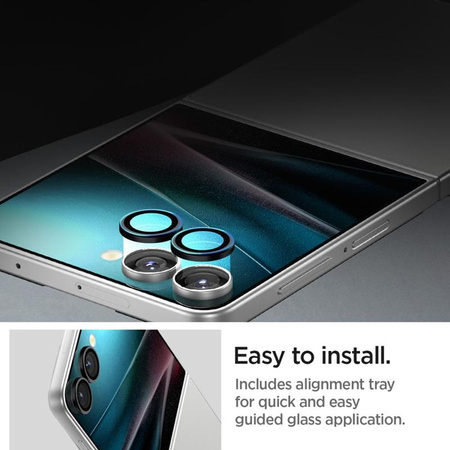 Spigen Optik Pro HD GLAS.TR EZ Fit Camera Protector 2-Pack – Ochranné sklo na objektiv pro Samsung Galaxy Z Flip 7 (Černé)