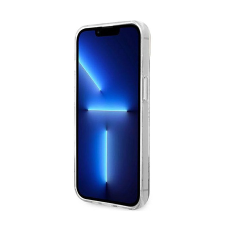 Guess 4G Stripe Script Logo Galvanizovaný vzor - pouzdro na iPhone 14 (khaki)