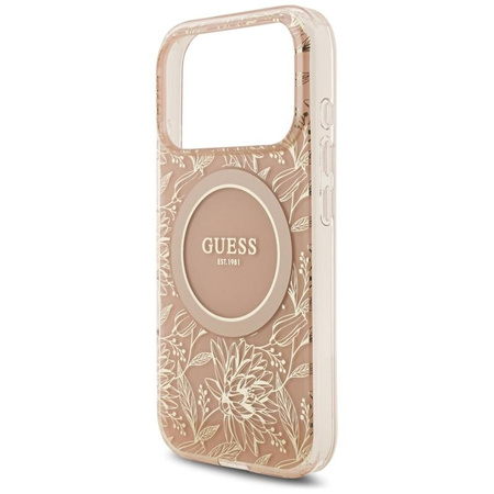 Guess IML Flowers Electro Pearl Strap MagSafe - Case iPhone 17 Pro (pink)
