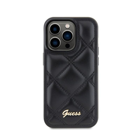 Guess Quilted Metal Logo - pouzdro pro iPhone 15 Pro (černé)