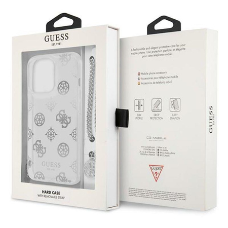 Guess Peony Chain Handle - pouzdro pro iPhone 13 Pro (stříbrné)