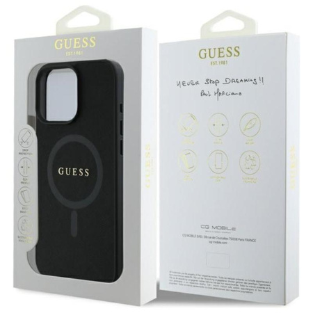 Guess Saffiano Classic Logo MagSafe - Case for iPhone 16 Pro Max (black)