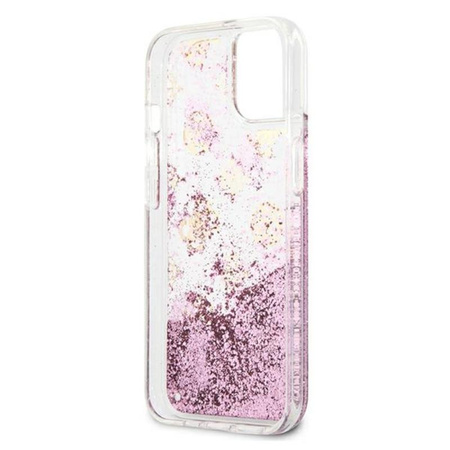 Guess Peony Liquid Glitter - pouzdro pro iPhone 13 mini (růžové)