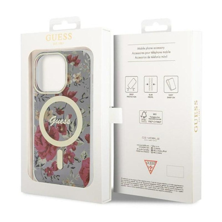 Guess Flower MagSafe - iPhone 14 Pro Tasche (Grün)