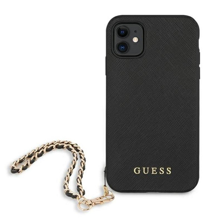 Guess Saffiano Kette - iPhone 11 Tasche (Schwarz)