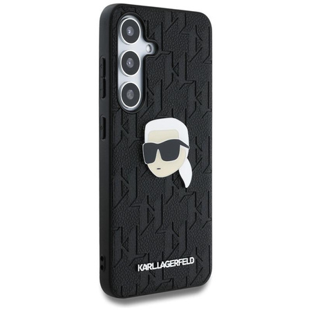 Karl Lagerfeld Leather Monogram Pin Logo Karl Head - Pouzdro pro Samsung Galaxy S25+ (Černé)
