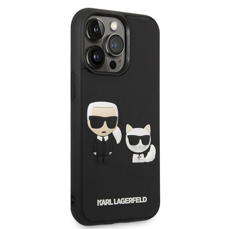 Karl Lagerfeld Ikonik 3D Karl & Choupette - Coque iPhone 14 Pro Max (noir)