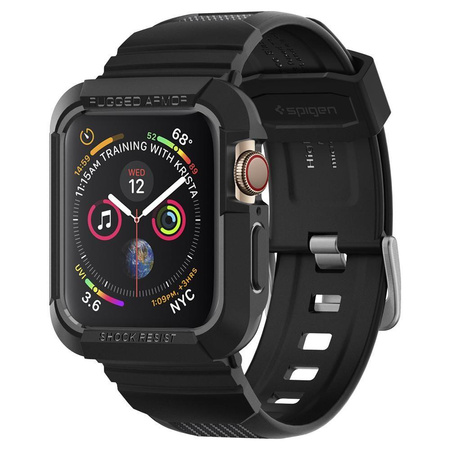 Spigen Rugged Armor Pro Case - Strap with Case for Apple Watch 44 / 45 mm (Black)