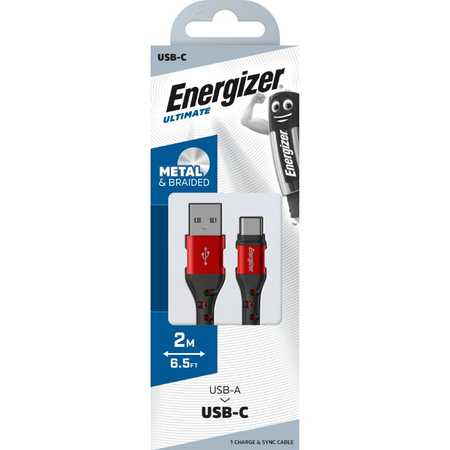 Energizer Ultimate - Propojovací kabel USB-A na USB-C 2 m (červený)