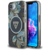 Guess IML Metall Glitter Blumen Dreieck MagSafe - Tasche für iPhone 16e (schwarz)