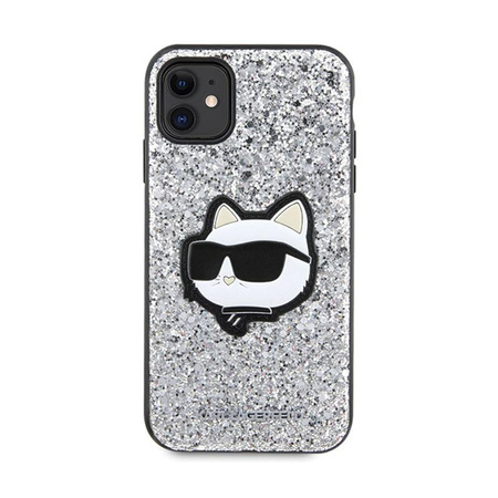 Karl Lagerfeld NFT Glitter Choupette Patch - Etui iPhone 11 (Srebrny)