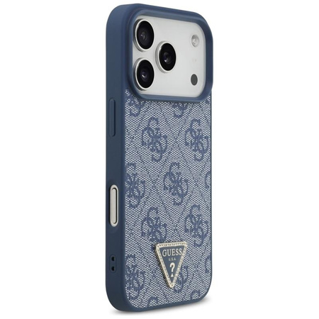 Guess Leather 4G Triangle Strass MagSafe - Hülle iPhone 17 Pro (Blau)