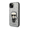 Karl Lagerfeld Glitter Flakes Ikonik - pouzdro pro iPhone 14 (stříbrné)