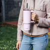 Quokka Stream - Mug thermique en acier inoxydable de 950 ml avec paille (rose clair)