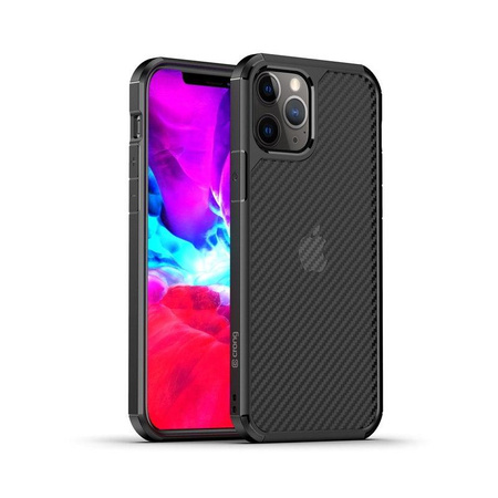 Crong Hybrid Carbon - Coque pour iPhone 12 Mini (noir)