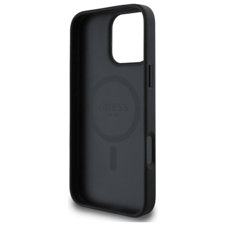 Guess Saffiano Classic Logo MagSafe - Étui pour iPhone 16 Pro Max (noir)